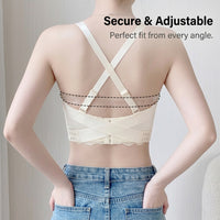 Strapless Bras for Women with Wire Push Up Support for Large Bust, Bandeau Style with Four Hook Closure and Full Coverage Cups, Backless Design