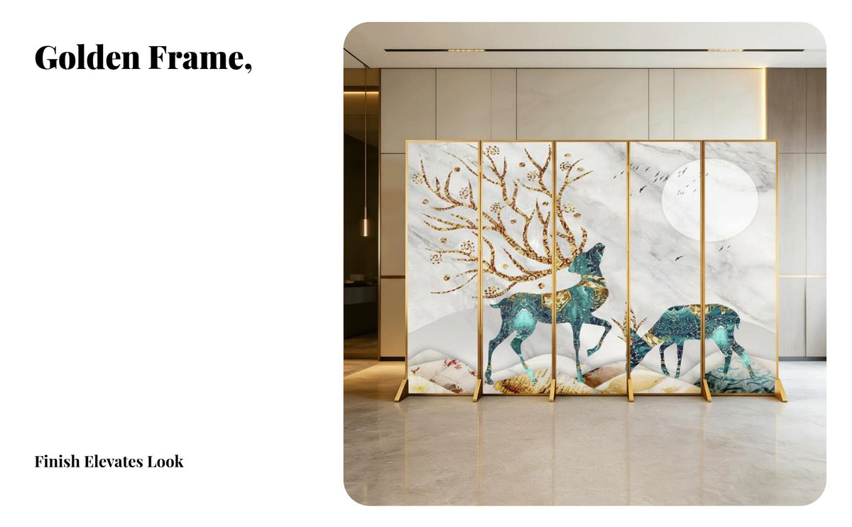 Foldable Design Multi-Panel Folding Screen Light Luxury and aesthetic Freestanding Panel Divider Mobile Room Partition Golden peak design for Art aficionados, Business Owners, Restaurant, Entryway, Bedroom, Studio Apartment