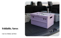 Car Trunk Organizer Box Space Saving Stackable Car Trunk Organizer Versatile Foldable Storage Box with Lid for Campers, Homeowners, Travel, Garage