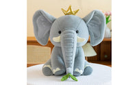 Soft Toy Elephant with Leaf Fuzzy Elephant Pillow Cute for Playroom, Baby