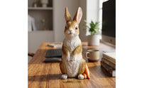 Hare Figurine with Carrot Textured Bunny Figurine with Carrot Whimsical Statue for Garden
