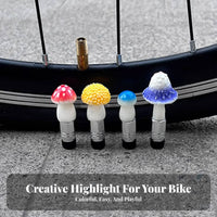 Mushroom Tire Valve Cap Easy Installation Cute Mushroom Wheel Dust Cap Dustproof Bike Air Valve Cover for Women, Motorcycle Riders, Outdoor Biking