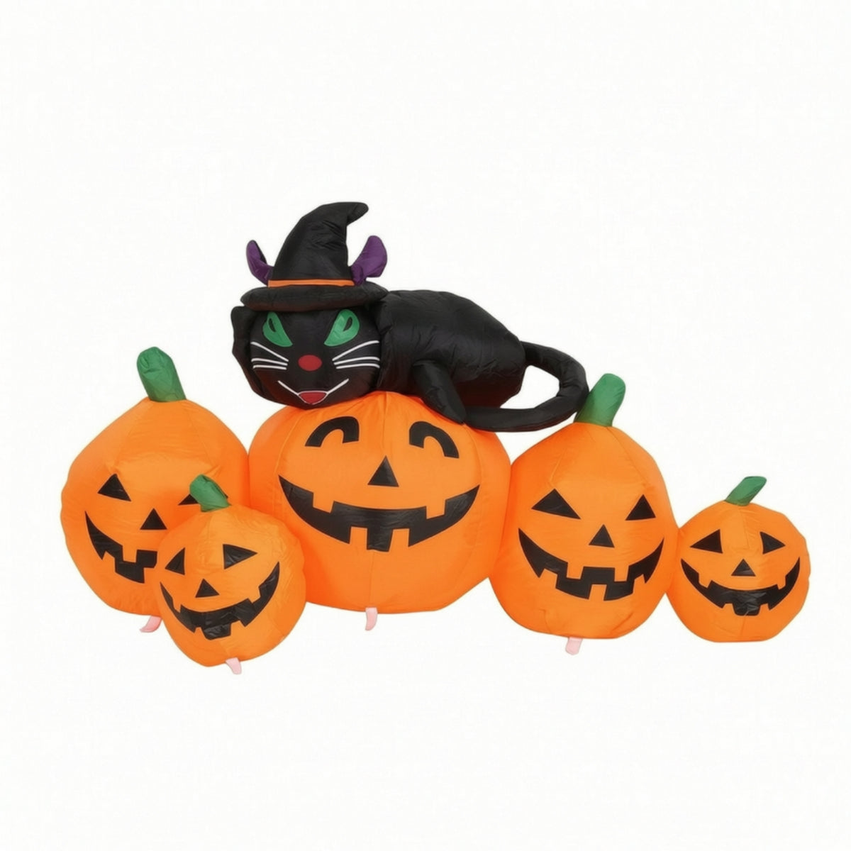 Inflatable Pumpkin with Cat Cute-Spooky Pumpkin Cat Inflatable Quick Setup Inflate Decoration for Lawn
