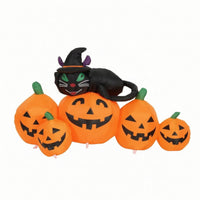 Inflatable Pumpkin with Cat Cute-Spooky Pumpkin Cat Inflatable Quick Setup Inflate Decoration for Lawn