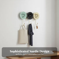 Nordic Design 3-Hook Decorative Rack Light Luxury Design Coat Hanger Multi-Color Wall Decoration Easy Installation for Interior Decorators, Homeowners, Families, Entryway, Hallway, Living Room, Bathroom