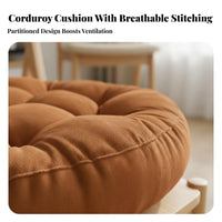 High Resilience Round Floor Cushion Overstuffed Construction Tufted Corduroy Cushion Multi-Purpose for Students, Office Workers, Bay Window