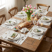 Carrots Rabbit Bunny Happy Easter Placemat Stain-Resistant Bunny Print Dining Mat Easy to Pristine Cloth Heat-Insulating Mat for Holiday Decorators, Families, Kitchen