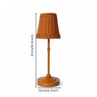 Dimmable Table Lamp with Rattan Shade Cozy Rattan Table Lamp Vintage Compact for Patio