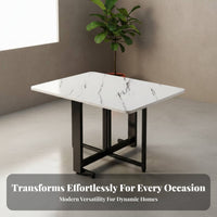 Space-Saving Foldable Droppanel Table Multi-Functional Extendable Drop Panel Table Multifunctional Kitchen Furniture Sturdy Construction for Apartment Dwellers, Small Families, Students, Dining Room, Home Office