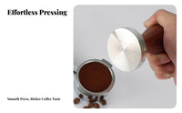 304 Stainless Steel Espresso Tamper Ergonomic Design Wood Handle Coffee Tamper Heavy Duty for Home Baristas