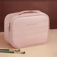 Makeup Bag with Brush Holder Zippered Makeup Case Travel Toiletry Bag Compact Organizer Sturdy for Travelers, Suitcase, Bathroom