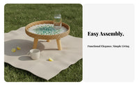 Handmade Rattan Shell Tea Table Lightweight Round Mosaic Side Table Multi-Purpose Round Rattan Serving Tray Multipurpose for Interior Design Enthusiasts, Homeowners, Hosts, Tatami Room, Bay Window, Balcony, Bedroom