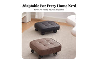 360-Degree Mobility Low-Height Roller Seat Multi-Purpose Tufted Roller Ottoman Silent Wheels Rolling Stool Stable and Sturdy for Beauticians, DIY Enthusiasts, Living Room, Beauty Salon, Entryway, Playroom