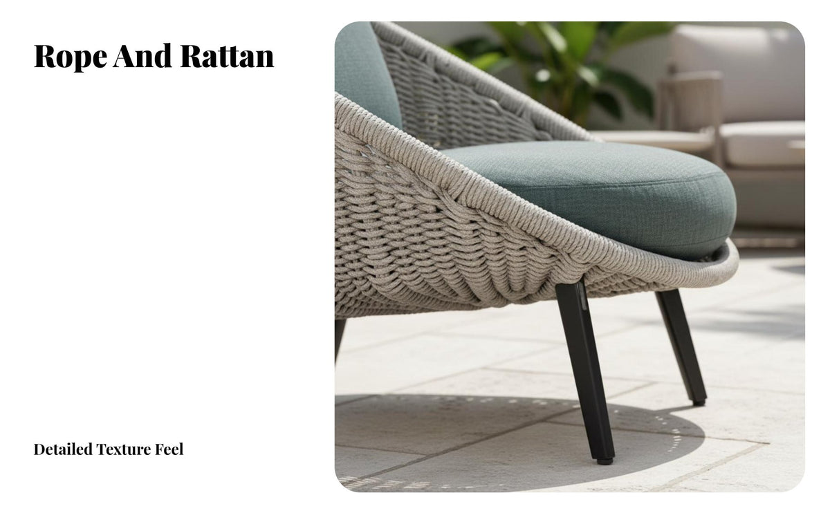 Rope Woven Sofa and Chair Set Weather-Resistant Woven Rope Chair Group Modern Design Outdoor Furniture for Families, Homeowners, Balcony, Patio, Porch