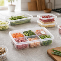 Kitchen Household Divided Storage Box for Frozen Meat, Vegetable, Food Prep, Large Capacity Freezer Container, Food Grade
