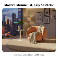 Modern Design Rounded Tub Armchair Soft Upholstery Accent Chair Luxuriously Cushioned Cushioning Lounge Seat Curved Outline for Business Owners, Interior Designers, Reception Area, Boutique, Living Room, Home Not on Ice