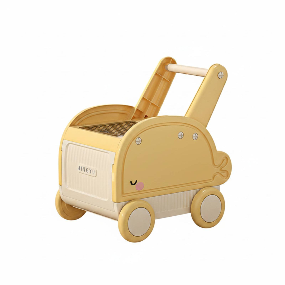 Young Child Push Toy Storage Multi-Functional Rolling Toy Chest Large Capacity Push Along Pusher with Storage for Young Children, Infants