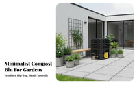 300L Compost Bin Weather-Resistant Outdoor Garden Composter Heavy-Duty Construction Aerobic Fermentation Bin for Gardeners, Homeowners, Patio, Balcony