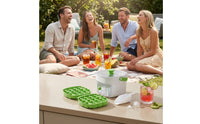 Ice Cube Tray with Storage Bin Two-Layer Ice Cube Tray with Scoop Container 50-Grid Compact for Hosts, Freezer, Home Kitchen