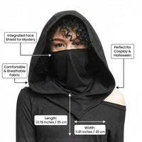 Black Hooded Cloak, Grim Reaper Cape Long, Halloween Cosplay Costume, Fancy Dress Accessory, Robe