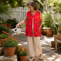 Women's Sleeveless Cotton Cardigan Vest for Middle-Aged and Elderly, Button-Front
