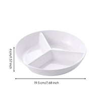 Porcelain Finish 3-Compartment Plate Glossy Surface Round Divided Plate Low Dividers