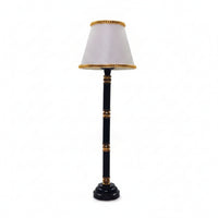 Gold Trim Miniature Dollhouse Floor Lamp Black and White 1:12 Scale Floor Lamp