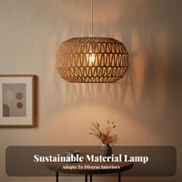 Rustic Minimalism Ceiling Light Minimalist Design Woven Lamp Shade Vintage Influenced Fiber Ceiling Light for Interior Designers, Cafe, Dining Room