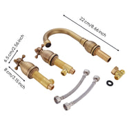 Lavatory Faucet with Gooseneck Spout All-Copper Three-Hole Faucet Double-Handle Tap for Homeowners, Washbasin