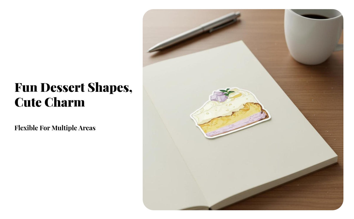 30 Pages Dessert Shaped Y Notes Cute Design Cake Slice Sticky Notes Smooth Writing Die-Cut Note Pad for Journalers, School, Scrapbooking, Home