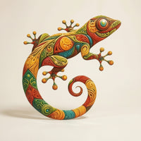 Gecko Wall Decor Iron Lizard Wall Decoration Metal Gecko Multicolor Embossed for Patio, Porch