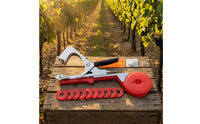 Metal Stapling Head Vegetable Stem Tying Machine Handheld Vine Tying Machine Reel Holder Plant Tie Black Grip for Farm, Garden