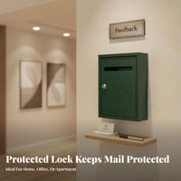 Wall-Mounted Mailbox With Key Lock Wall Mounted Mailbox Secure Letter Drop Box Lockable Secure Mail Drop Box Includes 2 Locks