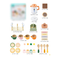 Wooden Tea Party Set Painted Plaything Smooth Edges
