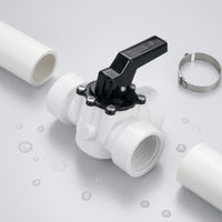 Replacement 3-Port Valve with Black Lever Threaded Pool Diverter Valve Heavy Duty Manual for Plumbers, Spa