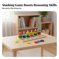 Improves Fine Movement Skills Wooden Color Matching Game Educational Fun Hoop Stacking Pillar Toy Promotes Hand-Eye Coordination