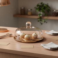 Wooden Cake Plate with Glass Cover Multifunctional Wooden Cake Display with Cover Serving Ware Handmade Servingware for Caterers