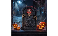 Stone-Look Tombstone with Skull Creepy Animated Tombstone Scary Halloween Tombstones Eerie for Porch