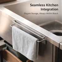 Wall-Mounted Boat Towel Rack for Pantry and Kitchen, 304 Stainless Steel Hanging for Home Cooks, No-Drill Fridge Door Organizer