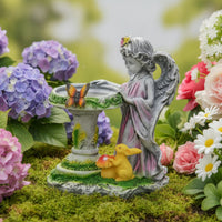 Angel Statue with Basin Waterproof Sun-Powered Garden Statue Light Automatic Sun-Powered Garden Luminaire for Gardeners, Homeowners, Yard, Flower Bed