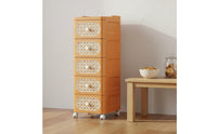 Multi-Drawer Organizer Large Capacity Multi-Layer Organizer Cart Space Saving Rattan Design Nightstand for Students, Bedroom, Living Room, Washroom