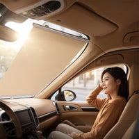 Car Window Sun Shade Protection Car Window Shade with Suction Cups Roller Sunshade Pull-down Retractable for Drivers