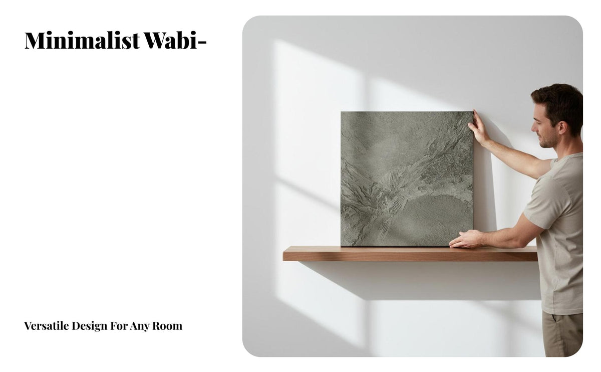 Wabi-Sabi Aesthetic Frameless Wall Picture Minimalist Design Textured Wall Art Ready to Hang Textured Canvas Art Great Gift for Interior Designers, Homeowners, Adults, Entryway, Hallway, Living Room, Bedroom