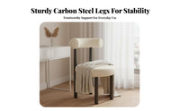 Upholstered Stool with Backrest Minimalist Design Round Upholstered Seat Thick Cushion Makeup Chair for Homeowners, Pet Owners, Bedroom, Dressing Room