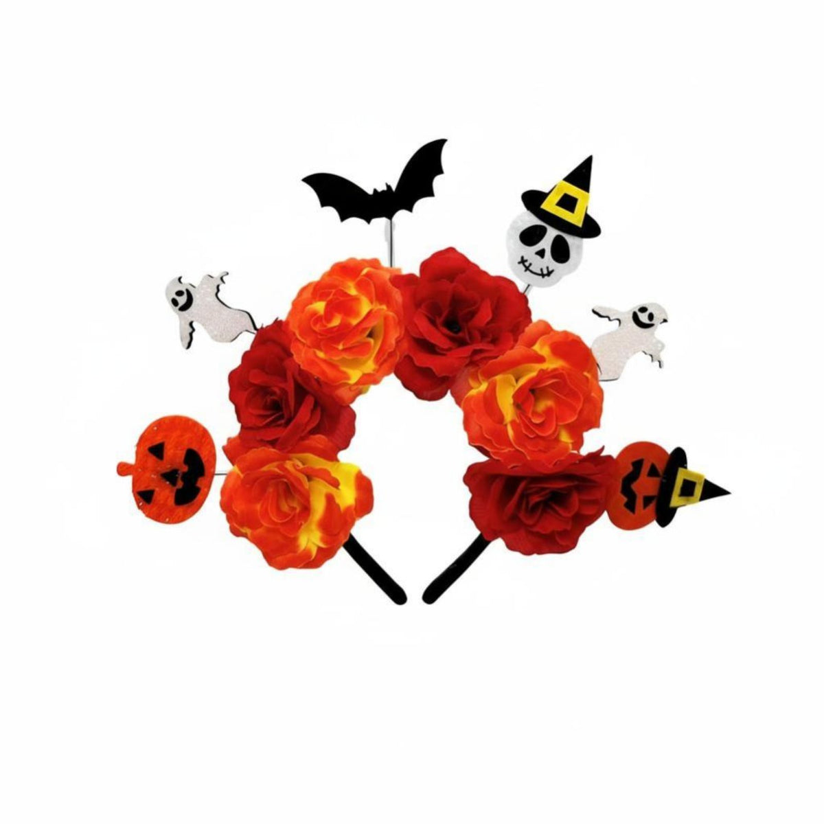 Dark Flower Headband, Halloween Bat Pumpkin Bone Decor, Party Costume, Photo Prop