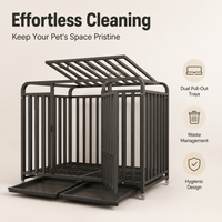 OVERSIZED-LARGE Black Square Tube Dog Crate, Heavy Duty Steel Dog Cage with Removable Tray, 125x95x110cm for Very Large Dogs