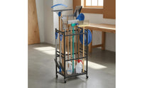 Long-Handled Tool Rack Castor Wheels Garden Tool Rack Large Capacity for Garage, Utility Room