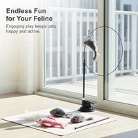 Interactive Cat Teaser Toy with Suction Cup Base and Replaceable Heads