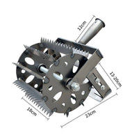 Wheeled Weeder Hand-Push Weeder with Serrated Tines Manual Weeding Rake with for Homeowners