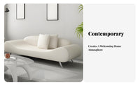 Minimalist aesthetic Curved Settee Space-Saving Design Loveseat distinctive Shape Small Couch Soft Texture for Apartment Dwellers, Interior Designers, Business Owners, Bedroom, salon, Reception Area, perusing alcove